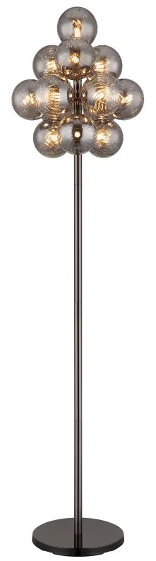 Conor Rookkleurig vloerlamp Van Globo Lighting - Den stilrena kombinationen av metall och glas skapar en sofistikerad och trendig look som passar perfekt i b&aring;de moderna och klassiska interi&ouml;rer.