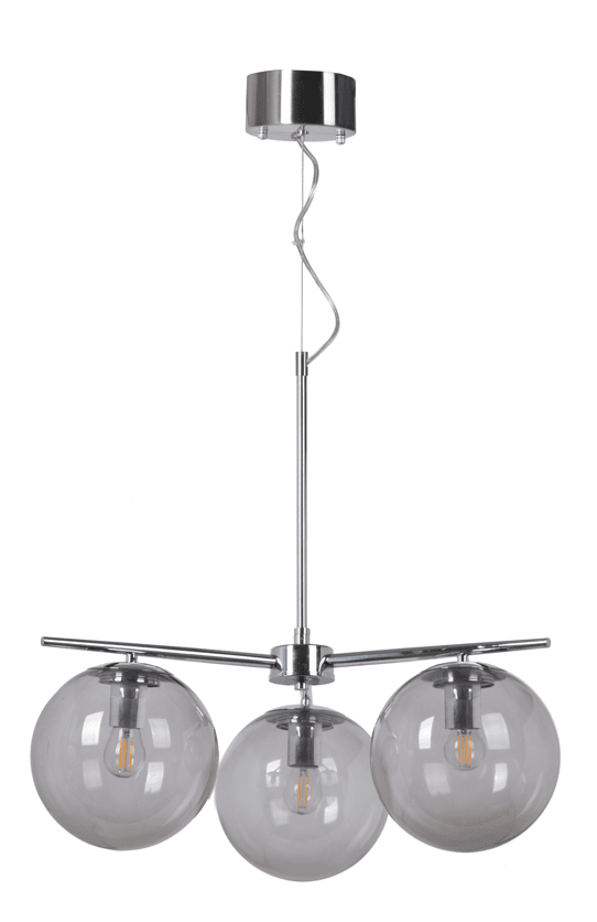  Sixten Ø60 Chroom hanglamp Van K-fab - De Sixten plafondlamp is een stijlvolle en moderne lamp in chroom met heldere glazen kappen.