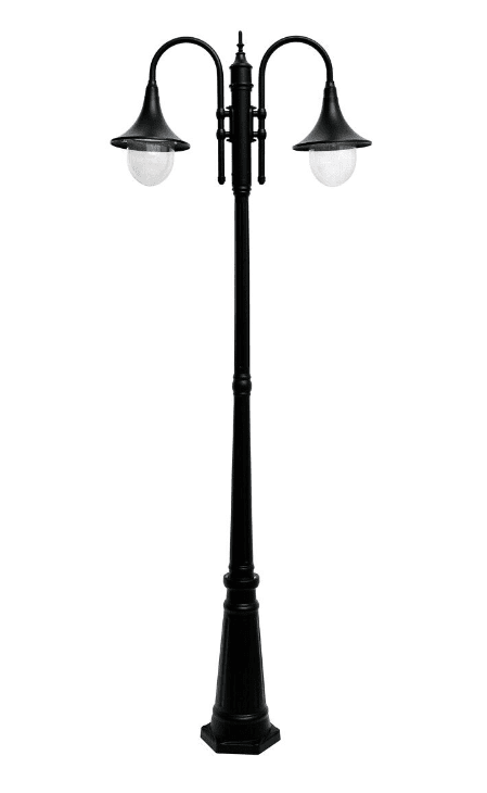 Kartano Trumpet 220cm Zwart lantaarnpaal Van Airam - De lichtbronnen zijn duidelijk zichtbaar in de armatuur, dus de keuze van de lichtbronnen (niet inbegrepen) is van groot belang voor de sfeer en het effect van de verlichting.
