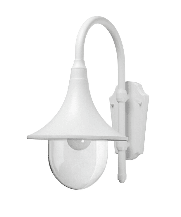 Kartano Trumpet Wit buitenlamp Van Airam - De lichtbron is duidelijk zichtbaar in de armatuur, dus de keuze van de lichtbron (niet meegeleverd) is van groot belang voor de sfeer en het effect van de verlichting.