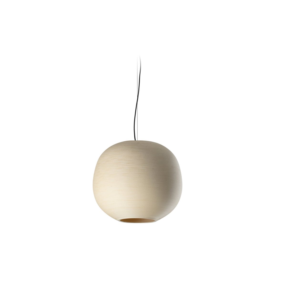 Tierra Ø50 Beige hanglamp Van Faro Barcelona - De bijenkorfachtige vorm verspreidt een zacht licht en transformeert in een lichtsculptuur wanneer de lamp aan staat.
