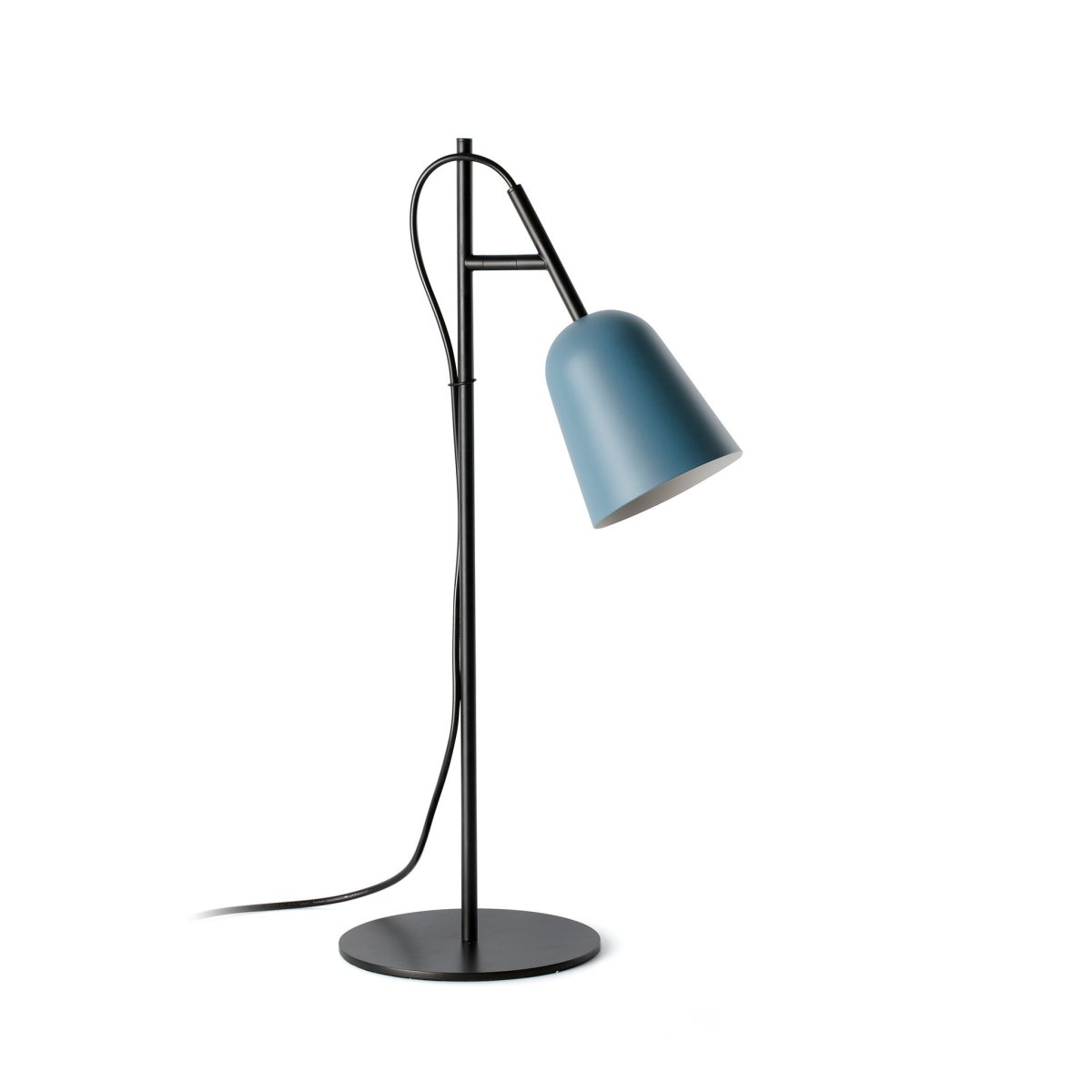 Studio 55cm Blauw bureaulamp Van Faro Barcelona - Het kenmerk van de lamp is de decoratieve kabelklem in de vorm van een boomtak, een uniek detail dat karakter toevoegt.