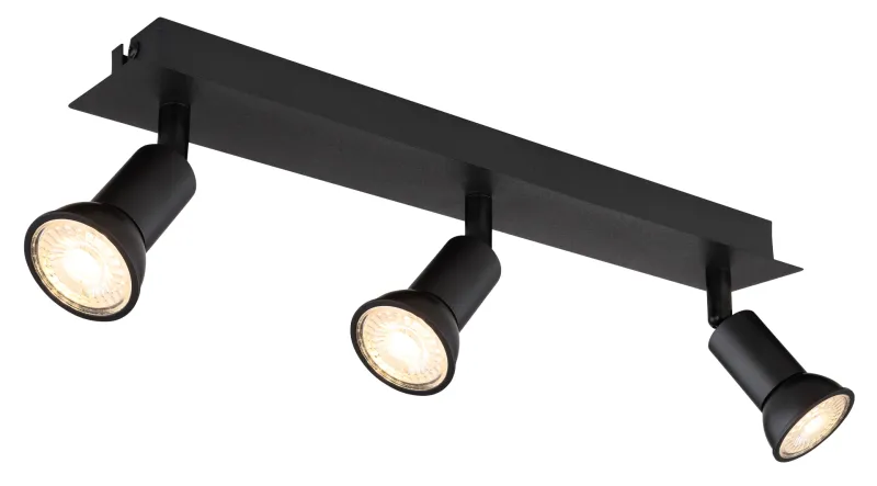Drew 3 Zwart spot Van Globo Lighting - Drew &auml;r en stilren takspotlight som imponerar med sin enhetliga svarta design.