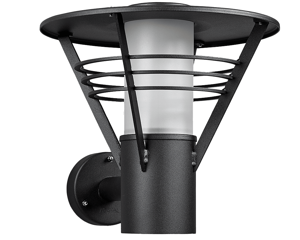 Domsand Zwart buitenlamp Van Westal - De Domsand wandlamp is een stijlvol wandarmatuur met een cirkelvormig lichtpatroon, dat verspreid wordt door een cilinder van mat acryl.