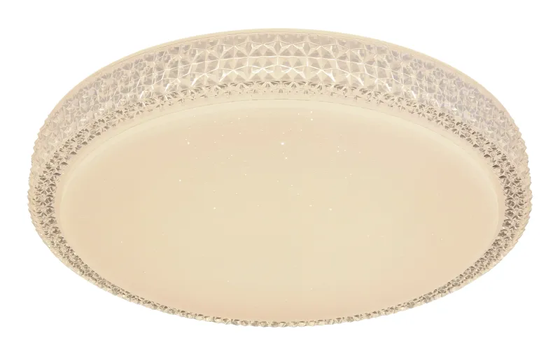 Ovi Ø40 Wit plafondlamp Van Globo Lighting - Kombinationen av vit metall, glittrande dekordetaljer och klara plastkristaller g&ouml;r den till en riktig blickf&aring;ngare.