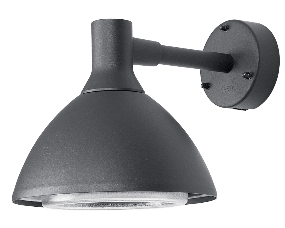 Ark Mini Antraciet buitenlamp Van Westal - De wandlamp Ark mini is een wandarmatuur met een niet-verblindende downlight, gemaakt van verchroomd en gepoedercoat aluminium met een anti-verblindingsbescherming in PET-G.