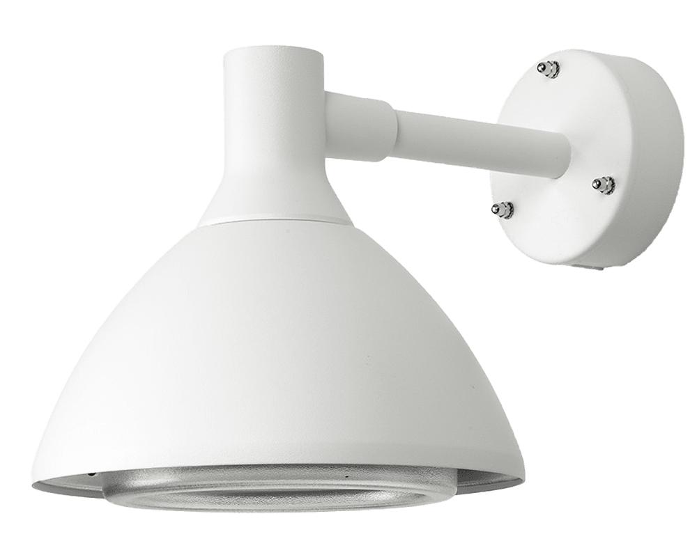 Ark Mini Wit buitenlamp Van Westal - De wandlamp Ark mini is een wandarmatuur met een niet-verblindende downlight, gemaakt van verchroomd en gepoedercoat aluminium met een anti-verblindingsbescherming in PET-G.
