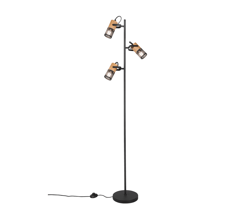 Tosh 3 Zwart vloerlamp Van Trio Lighting - 