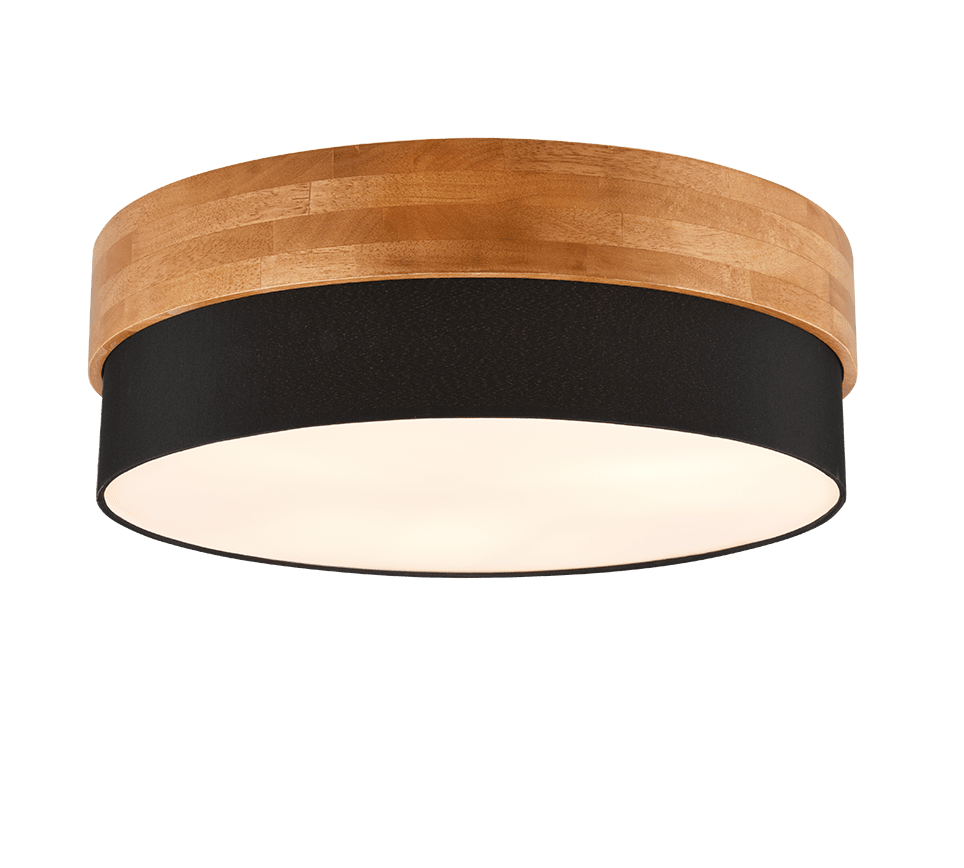 Seasons Ø50 Zwart plafondlamp Van Trio Lighting - De Seasons plafondlamp combineert eenvoudige vormen met natuurlijke materialen en creëert een harmonieuze en uitnodigende sfeer.