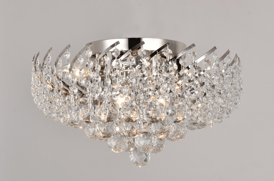 Leonore Ø40 Zilver kristal Van Norrsken Design - De exclusieve Leonore plafondlamp in nikkel met sprankelende, handgeslepen klasse 1 K9 kristallen geeft de kamer een tijdloze elegantie en glamour.