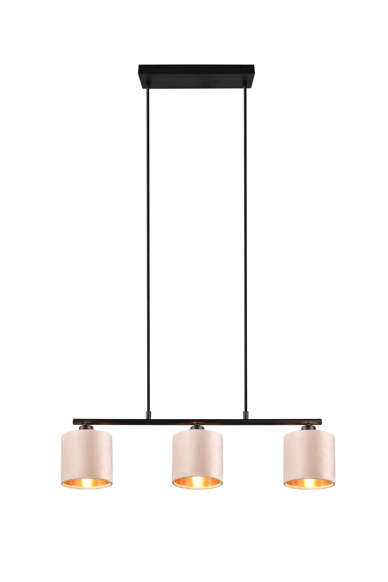 Julieta 66cm Beige hanglamp Van Trio Lighting - De gouden tinten aan de binnenkant van de kappen creëren een verfijnd lichteffect en maken de lamp tot een stijlvolle blikvanger.