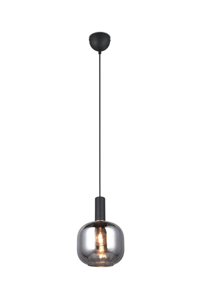 Diva Ø20 Rookgrijs hanglamp Van Trio Lighting - De stijlvolle details in matzwart voegen een luxe touch toe en geven de lamp een verfijnd karakter.