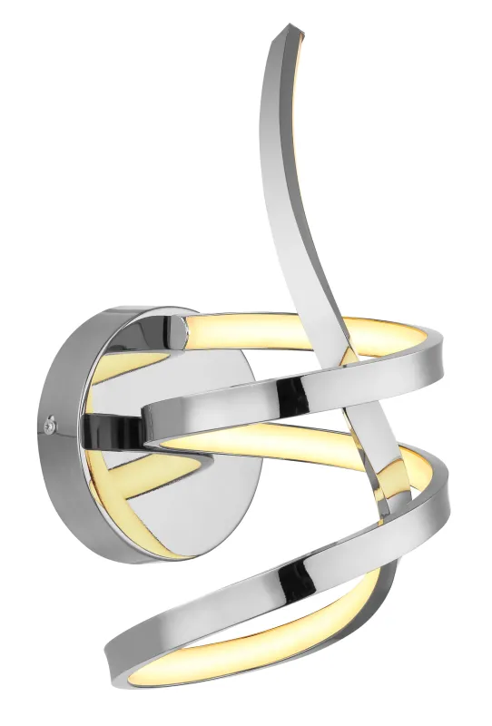 Iduna Ø35 Chroom wandlamp Van Globo Lighting - Iduna &auml;r en v&auml;gglampa som imponerar med sin unika design, d&auml;r den eleganta b&ouml;jda formen och den stilfulla knuten i mitten skapar en modern estetik.