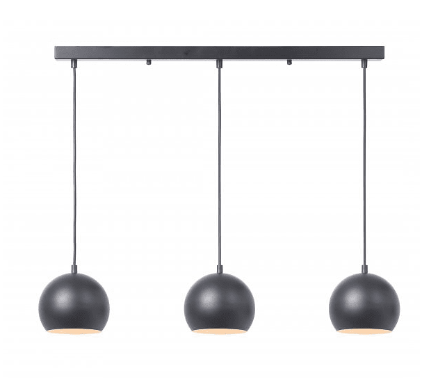 Clarence 75cm Zwart hanglamp Van Lampan - Clarence is een moderne plafondlamp met drie hanglampen op een rij.