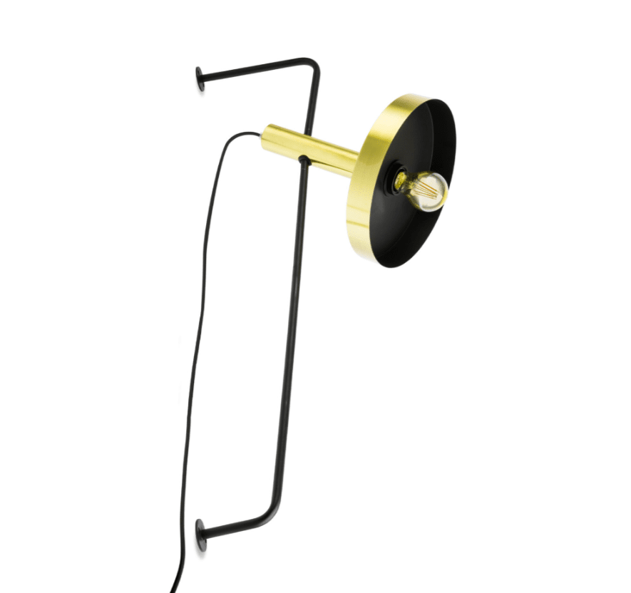 Whizz 84cm Goud/messing wandlamp Van Faro Barcelona - De WHIZZ wandlamp is voorzien van trendy afwerkingen, zoals de combinatie van satijngoud en zwart.