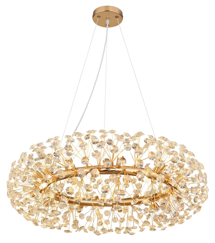 Katrina Ø80 Goud kristal Van Globo Lighting - Katrina &auml;r en elegant rund kristallkrona i gyllene metall med gnistrande K9-kristaller som skapar en sofistikerad och lyxig atmosf&auml;r i ditt hem.