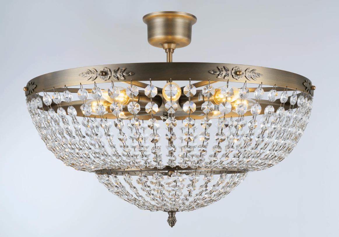Victoria Ø55 Antiek messing kristal Van Norrsken Design - De Victoria plafondlamp in antiek messing straalt tijdloze elegantie en verfijning uit.