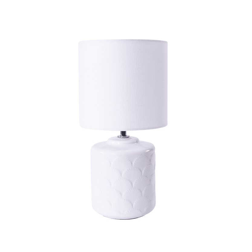 Doris 30cm Wit tafellamp Van Pixie Design - De Doris tafellamp heeft een elegant en klassiek design met een voet van keramiek en een bijpassende lampenkap van textiel.