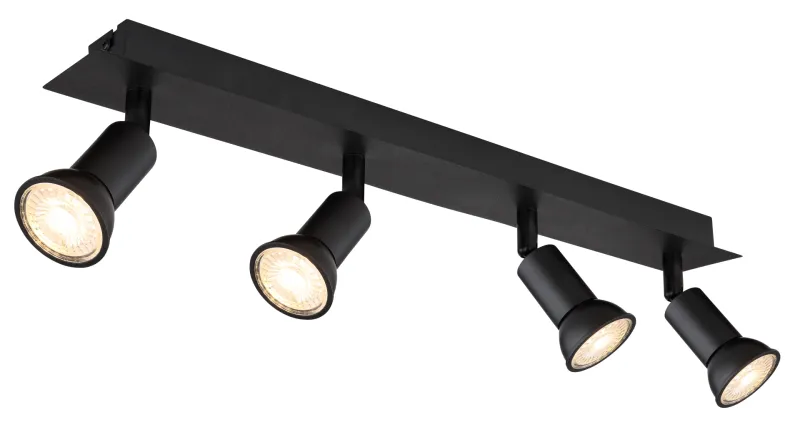 Drew 4 Zwart spot Van Globo Lighting - Drew &auml;r en stilren takspotlight som imponerar med sin enhetliga svarta design.
