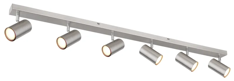 Robby 6 Nikkel spot Van Globo Lighting - Robby &auml;r en stilren takspotlight som imponerar med sin enhetliga design i nickel.