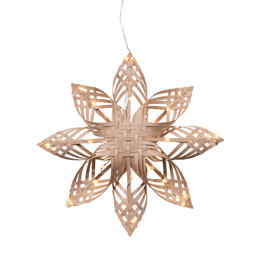 Bambu Ø40 Natuur Van Pixie Design - Uitgerust met LED's met warmwit licht, een timer en een praktische dimmer met vier lichtstanden die u rechtstreeks via het stopcontact bedient, is de ster perfect om een gezellige sfeer te creëren tijdens de kerstperiode of als decoratieve verlichting het hele jaar door.