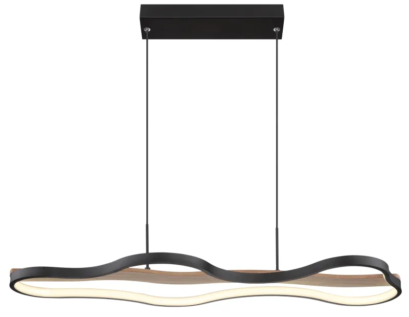 Bezzy 80cm Natuur hanglamp Van Globo Lighting - Bezzy takpendel har en unik molnformad design som kombinerar mattsvart metall, m&ouml;rkbrunt tr&auml; och opalsilikon f&ouml;r en stilfull och behaglig belysning.