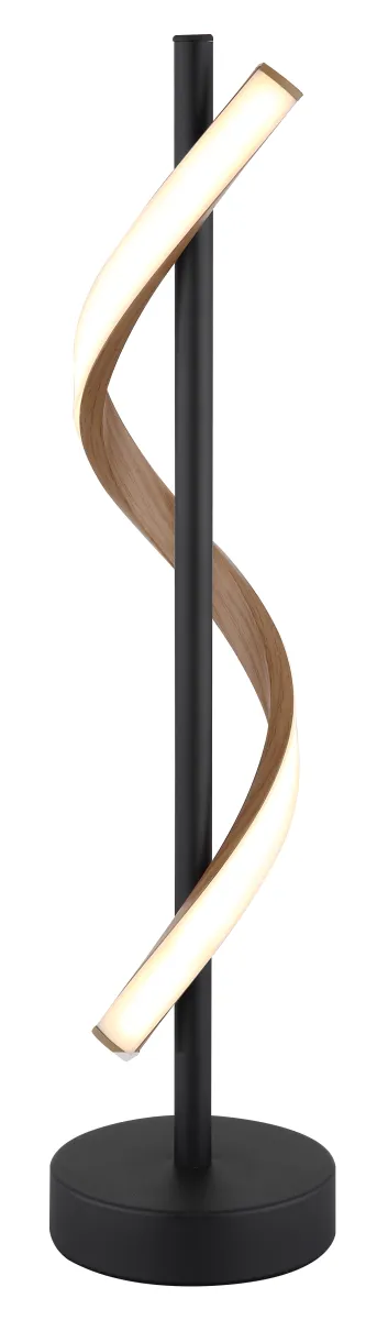 Watkins 50cm Zwart tafellamp Van Globo Lighting - Sk&auml;rmen i aluminium med tr&auml;look och opal plast ger en mjuk och j&auml;mn ljusspridning f&ouml;r en behaglig atmosf&auml;r.