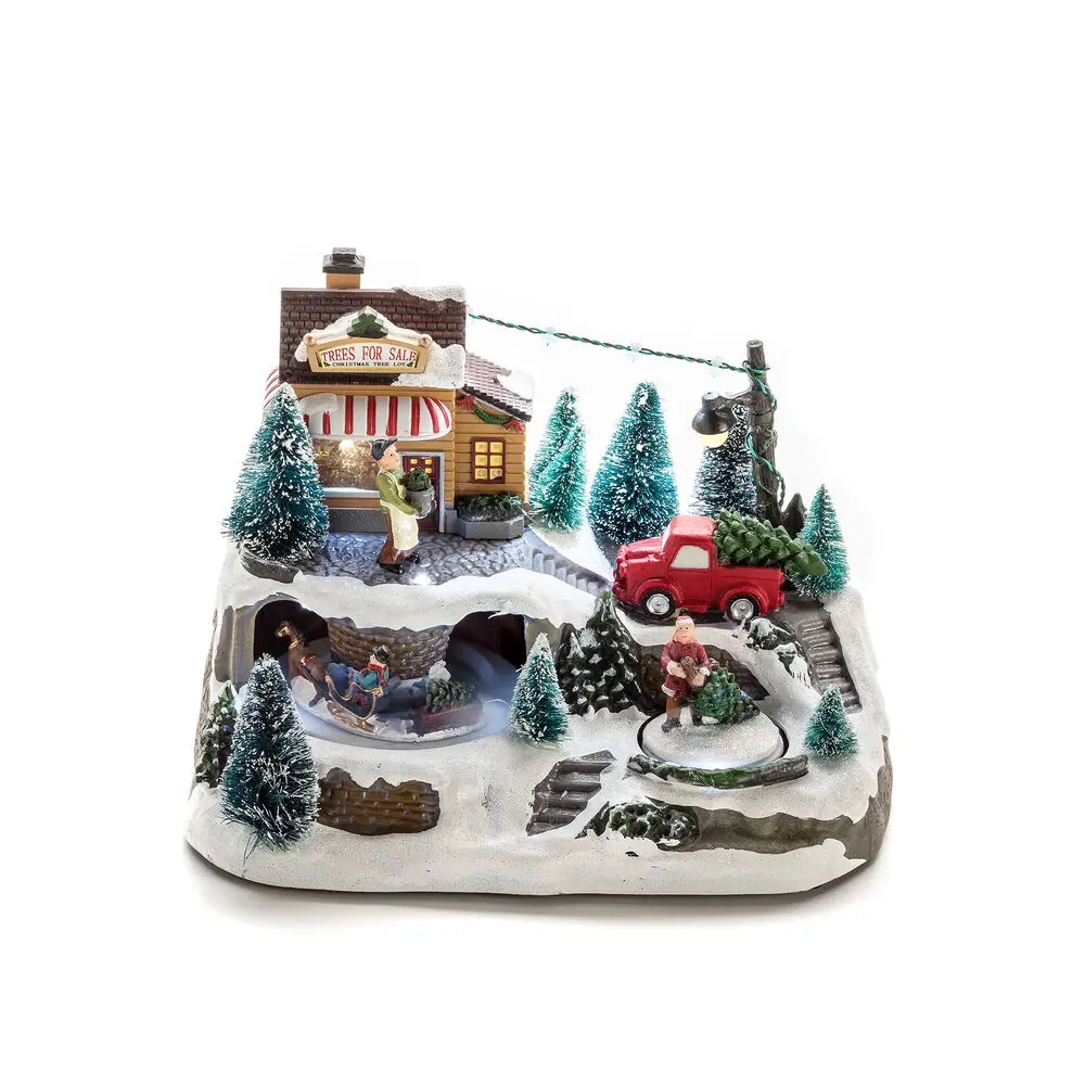 Mechanische Kerstdecoratie Met Kerstbomenverkoop 17cm Veelkleurig Van Konstsmide - Cre&euml;er een levendige kerstsfeer met deze mechanische kerstversiering &ndash; een charmant tafereel met sparrenbomen die te koop zijn in winterkledij.