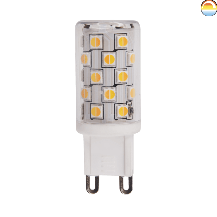 LED G9 4W 2200-3000K dim to warm Van Unison - LED G9 4W 2200-3000K dimmen naar warmDe nieuwe G9 dimmen naar warm van Unison kan worden gedimd met een dimmer om de kleurtemperatuur aan te passen van 2200-3000K.