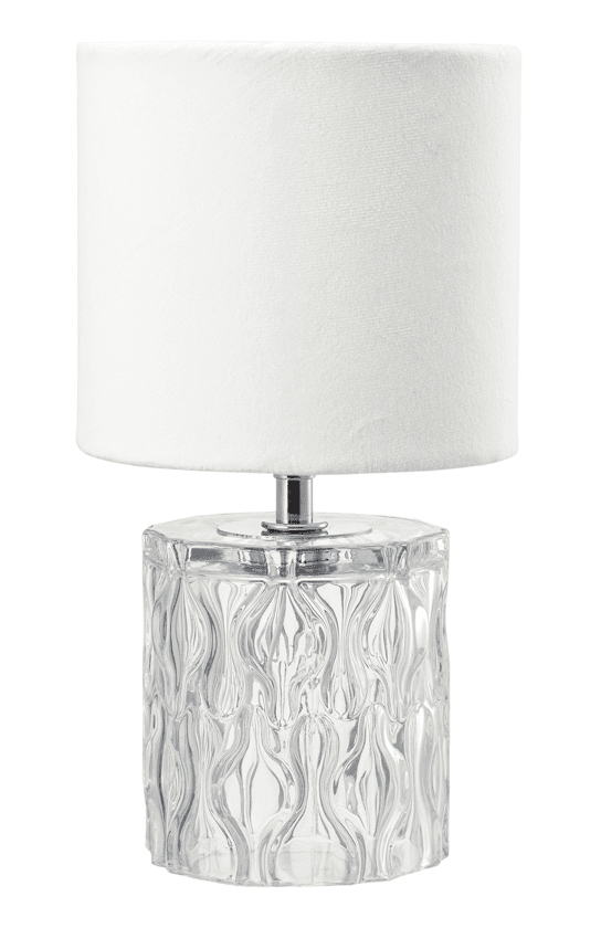  Elise 28cm Wit tafellamp Van Pixie Design - De Elise tafellamp heeft een elegante glazen voet met een unieke structuur die een prachtig lichtspel creëert.