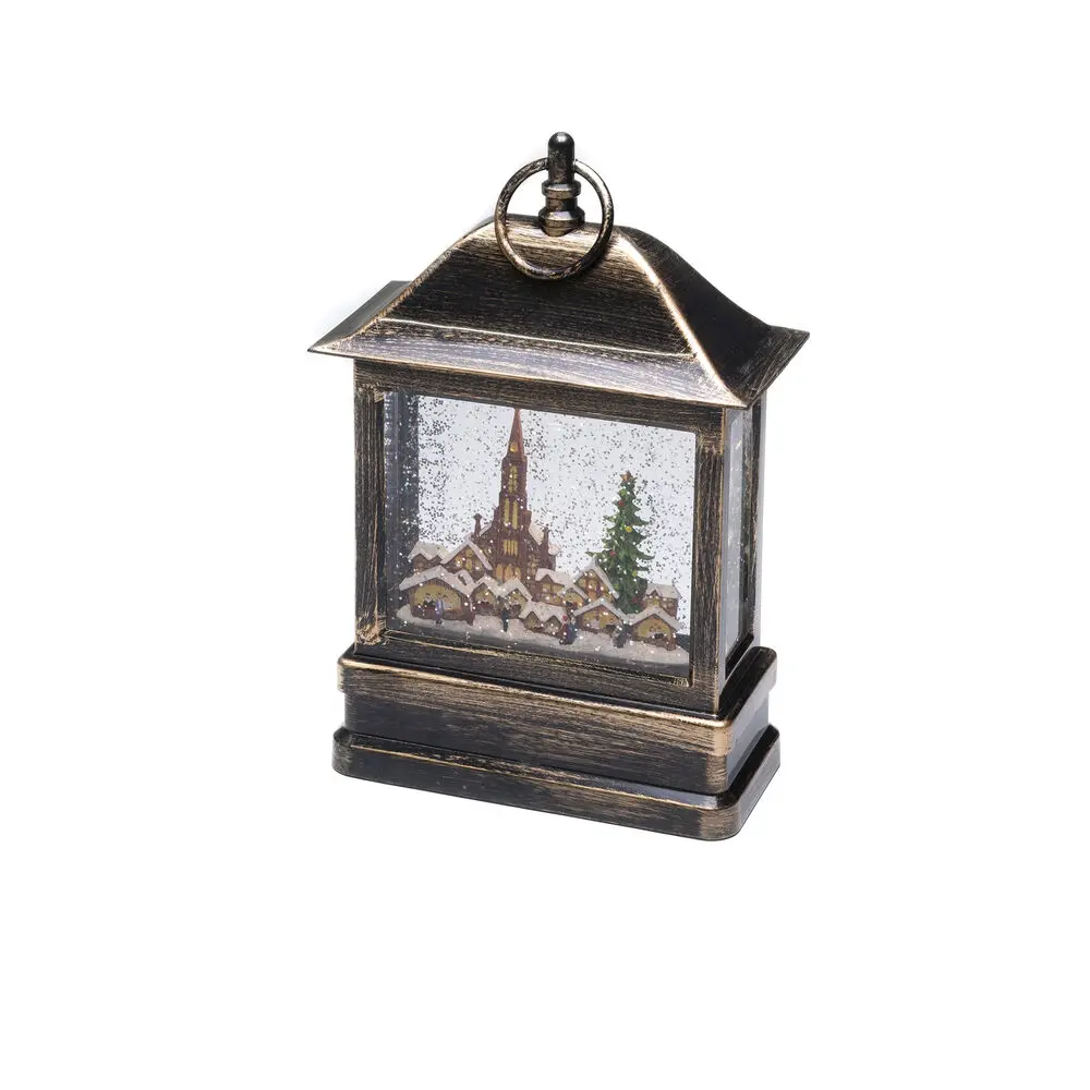 Met Water Gevulde Lantaarn Met Kerstmarkt Bruin Van Konstsmide - Uitgerust met een timerfunctie (5u) en een brandduur van ca.