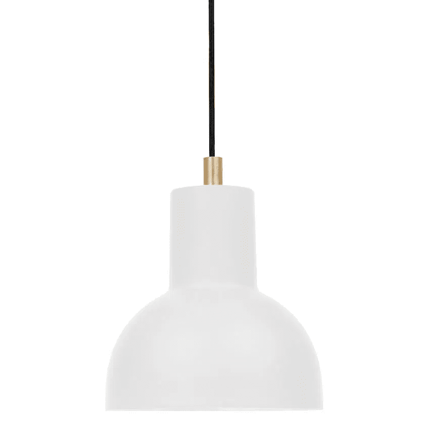 Mini Ø14 Mat wit hanglamp Van H. Skjalm P - Mini-hanglamp in matwit metaal met goudkleurige binnenkant en messing details.