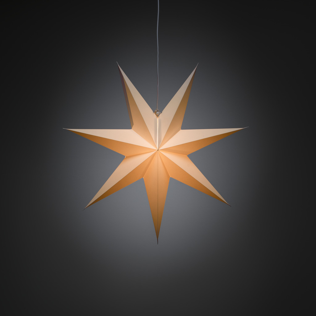 Papieren Ster Ø60 Wit Van Konstsmide - Ideaal om in het raam te hangen of tegen een mooie muur &ndash; een tijdloze decoratie die elke kamer met haar eenvoudige elegantie verfraait.