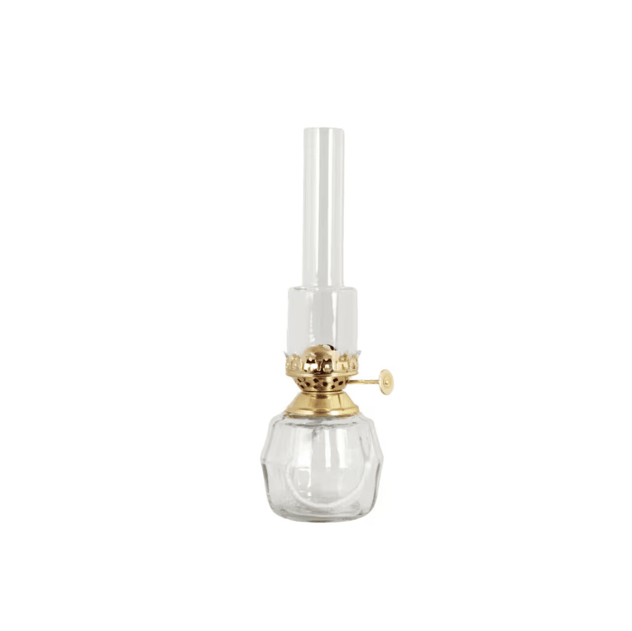 Kerosene Lamp Britta Small Transparant Van Strömshaga - Brander van helder glas en brander van messing.