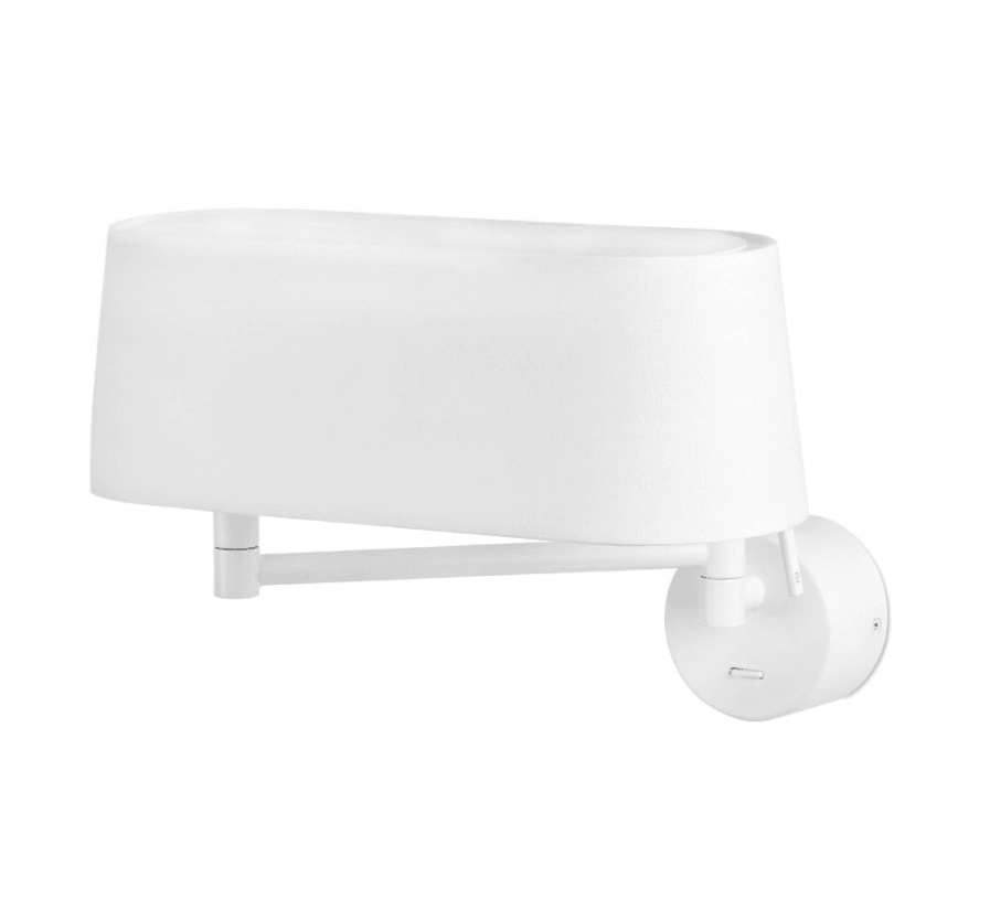 Desliz 52cm Wit wandlamp Van Faro Barcelona - DESLIZ kenmerkt zich door de scharnierende arm in de structuur, waardoor het lichtpunt verplaatst en aangepast kan worden aan verschillende behoeften.