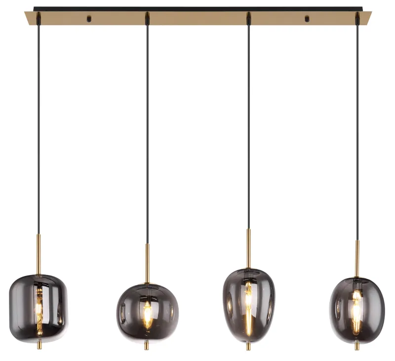 Blacky 110cm Messing hanglamp Van Globo Lighting - Blacky takpendel &auml;r perfekt att placera &ouml;ver ett matbord och ger en j&auml;mn och behaglig belysning.
