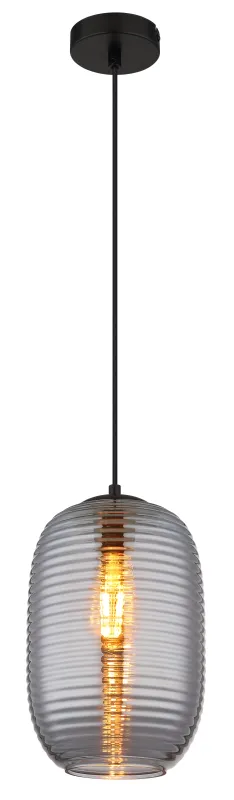 Jefrey Ø20 Rookkleurig hanglamp Van Globo Lighting - Denna eleganta taklampa &auml;r utrustad med en rund kupa i r&ouml;kf&auml;rgat glas.