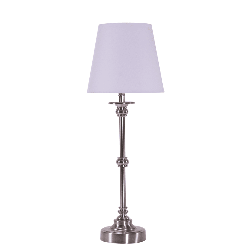  Axel 37cm Zilver tafellamp Van Pixie Design - De Axel tafellamp heeft een elegante voet met een satijnen afwerking die de kamer een verfijnde uitstraling geeft.