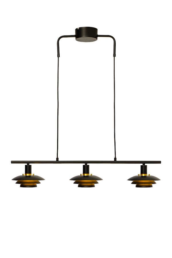 Epsilon 86cm Zwart hanglamp Van Aneta Lighting - EPSILON is de klassieke plafondlamp die met zijn drie kleinere kappen een modernere stijl heeft gekregen.