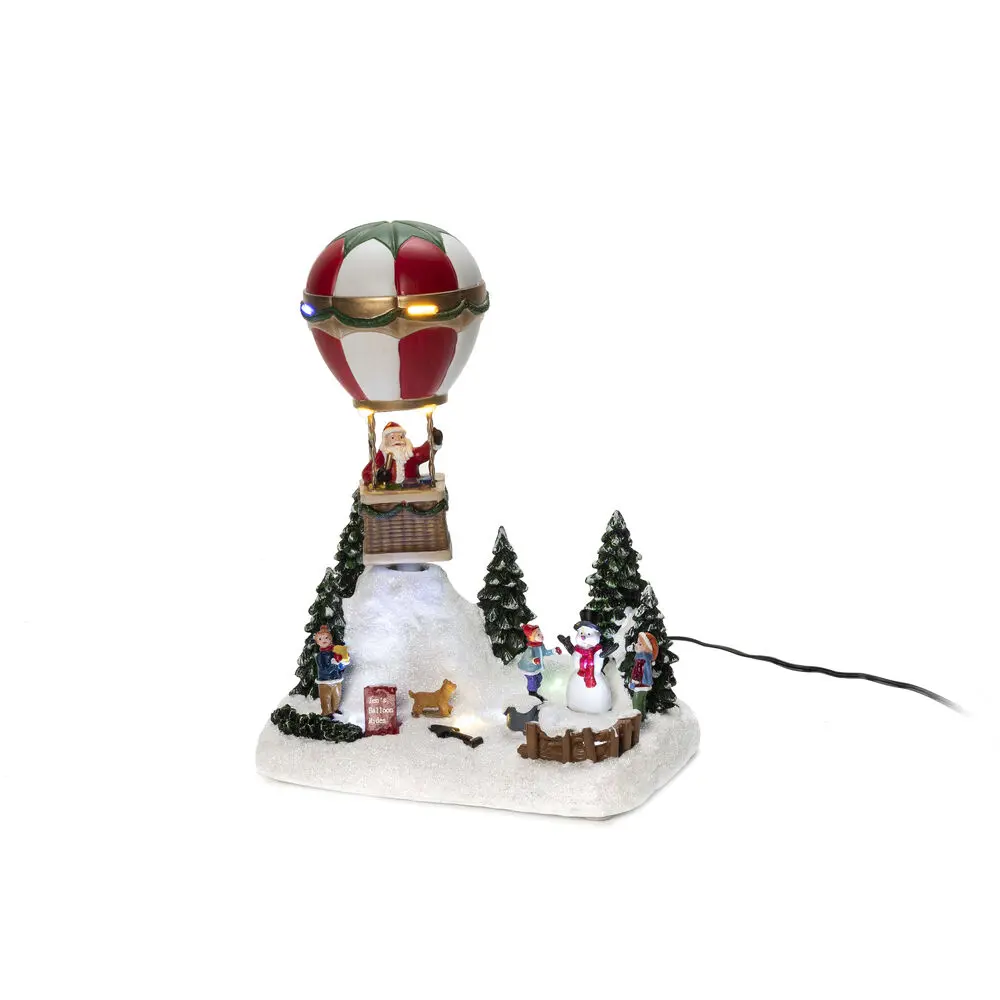 Mechanische Kerstdecoratie Met Luchtballon Veelkleurig Van Konstsmide - Laat de kerstsfeer opbloeien met deze fantasierijke mechanische kerstversiering - Een luchtballon met de Kerstman erop, die over een winterlandschap zweeft!