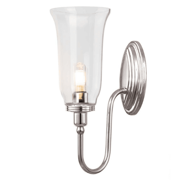 Blake 34cm Gepolijst nikkel badkamerlamp Van Elstead Lighting - De lamp is verkrijgbaar in verschillende stijlen en glasuitvoeringen en wordt aangeboden met oppervlakken in gepolijst chroom, gepolijst nikkel en gepolijst messing.