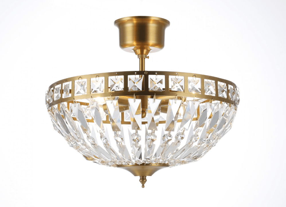 Flores Ø35 Geborsteld messing kristal Van Norrsken Design - De Flores plafondlamp in geborsteld messing is een elegante en verfijnde lichtbron die elke kamer verfraait met zijn moderne design en exclusieve details.