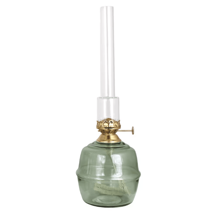Kerosene Lamp Majken Big Groente Van Strömshaga - Branderbuizen van helder glas en branders van messing.