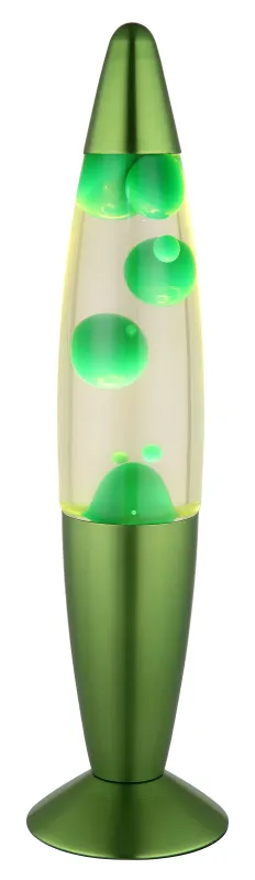 Etna Groente kinderlamp Van Globo Lighting - Etna &auml;r en fascinerande lavalampa med klar v&auml;tska och gr&ouml;nt vax som sm&auml;lter l&aring;ngsamt och skapar hypnotiska ljuseffekter.