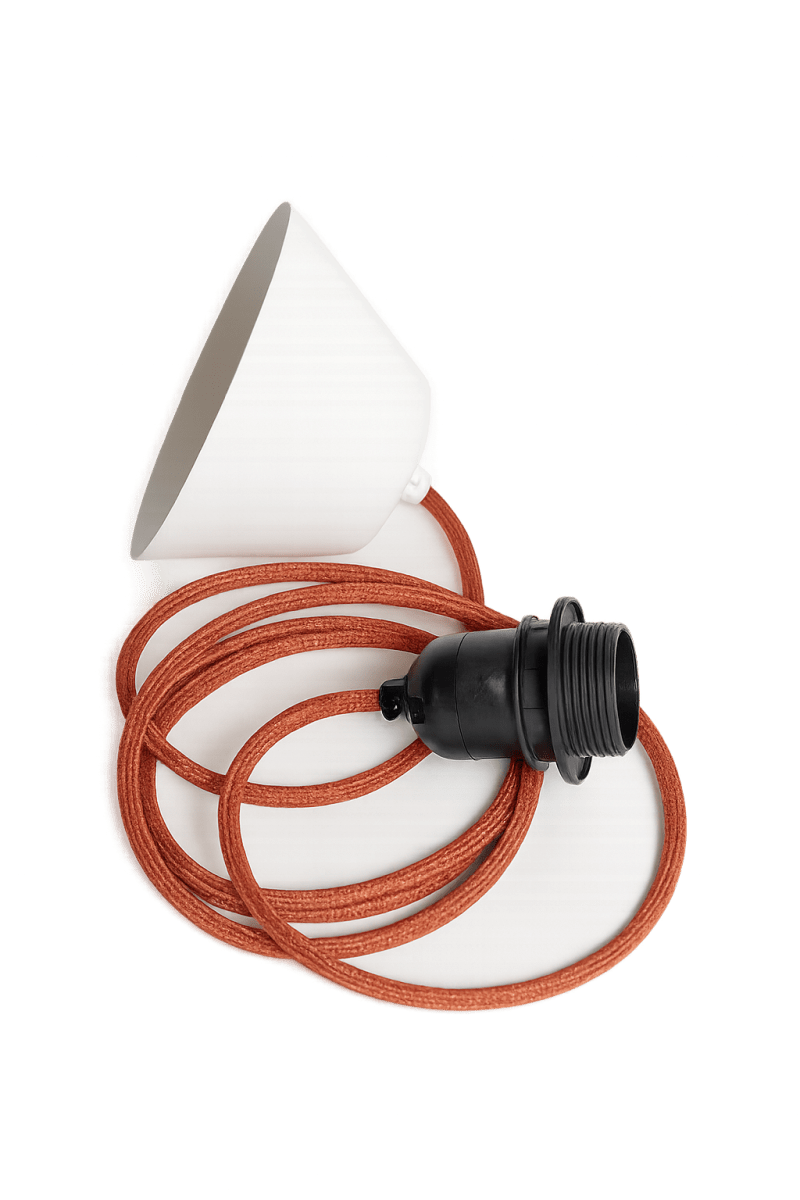 Plafondophanging textiel 2m Roest Van Alde & Lind - De kleur "roest" is afgestemd op de kleur en past op alle plafondlampen van dezelfde kleur.