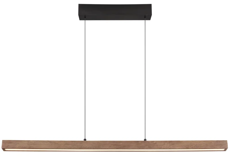 Olivus 115cm Natuur hanglamp Van Globo Lighting - Olivus &auml;r en stilren takpendel i elegant, avl&aring;ng form som kombinerar svart metall med m&ouml;rkbrunt tr&auml; och opalplast f&ouml;r en modern och sofistikerad design.