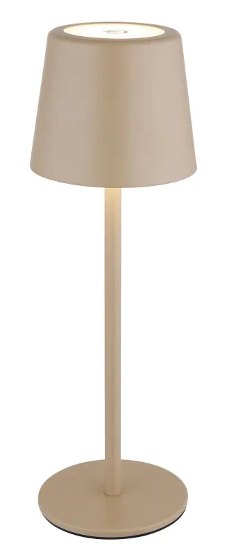 Vancouver 28cm Zand Draagbare Van Globo Lighting - Gemaakt van mat zandkleurig metaal met een opaalkleurige kunststof kap, geeft hij een stijlvolle en verfijnde indruk.