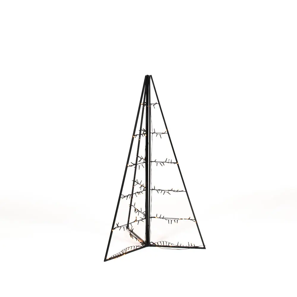 Metalen Decoratie Pyramide 120cm Zwart Van Konstsmide - Met 171 warme amberkleurige LED-lampjes verspreidt het een elegant licht en cre&euml;ert het een magische sfeer.