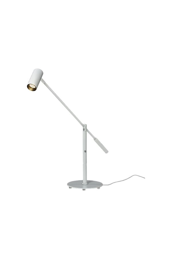 Concord 58cm Wit bureaulamp Van Aneta Lighting - Zowel de lampenkop als de arm zijn verstelbaar, zodat u het licht eenvoudig kunt richten waar u maar wilt.