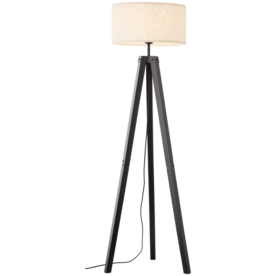 Holbrook Zwart vloerlamp Van Brilliant - De zwarte houten poten in combinatie met de beige textielen lampenkap zorgen voor een warme sfeer.